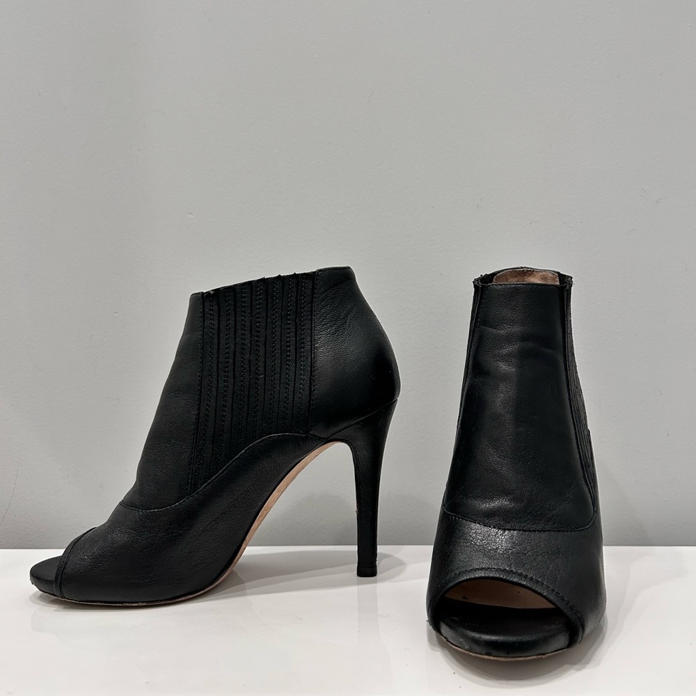 Jimmy Choo Black Leather Peep-Toe Boots